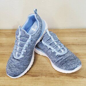 NWOT Athletic Works Memory Foam Bungee Slip On Sneakers Blue White Women Size 11